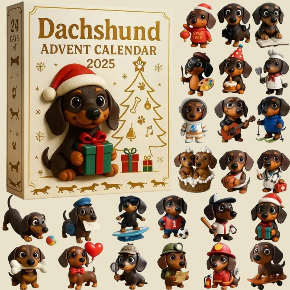 Dachshund Advent Calendar 2025 Festive Countdown Mini Figures Set 5