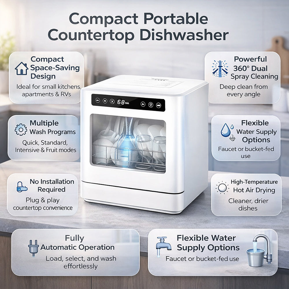 Dishwasher Compact Portable Countertop Automatic Tabletop Cleaner