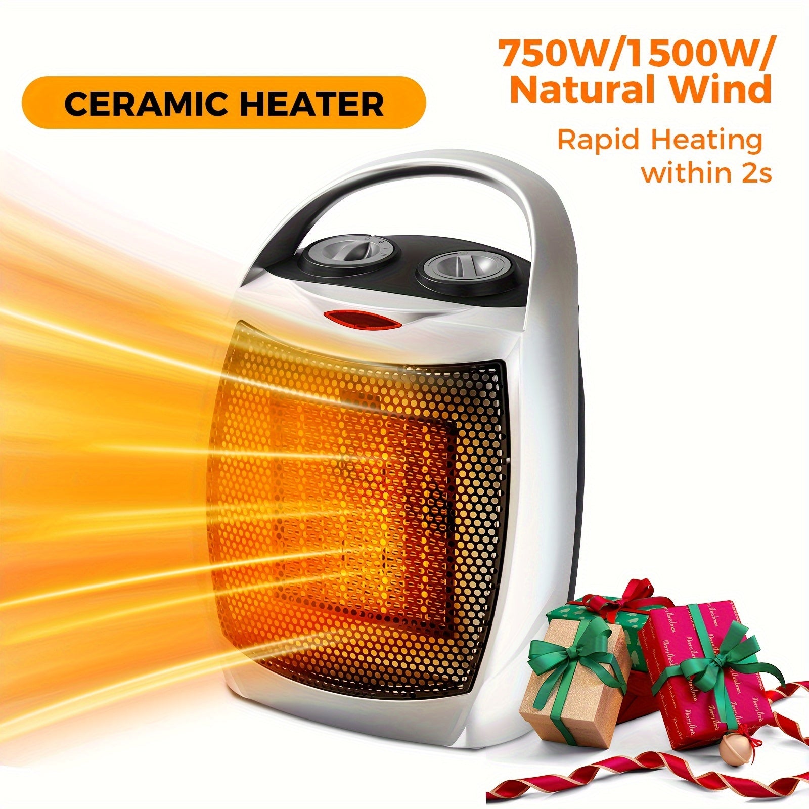 Electric Space Heater 1500W Compact Design Overheat Protection Safe Use