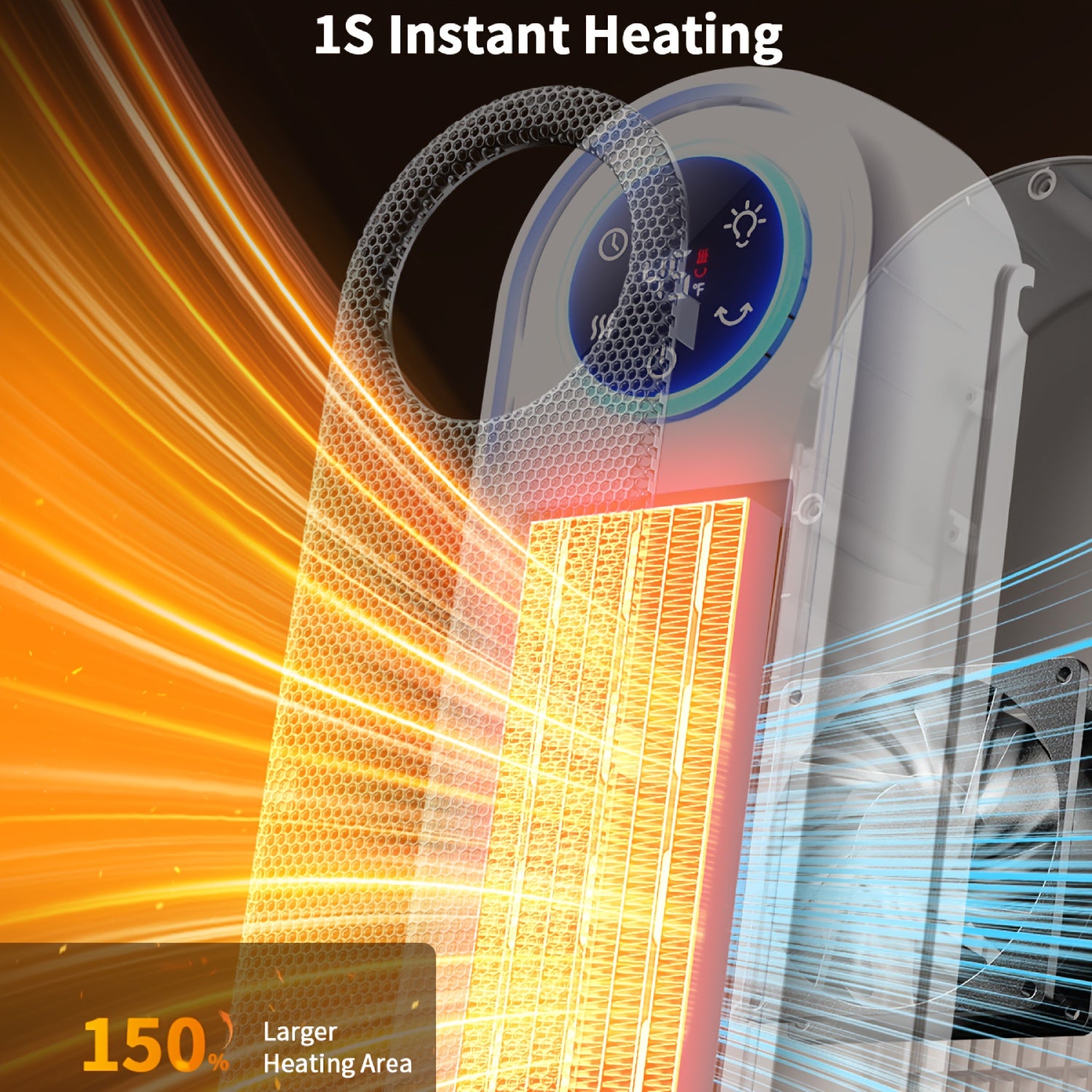 Electric Space Heater Tower Design Forced Air Heating Safety Features