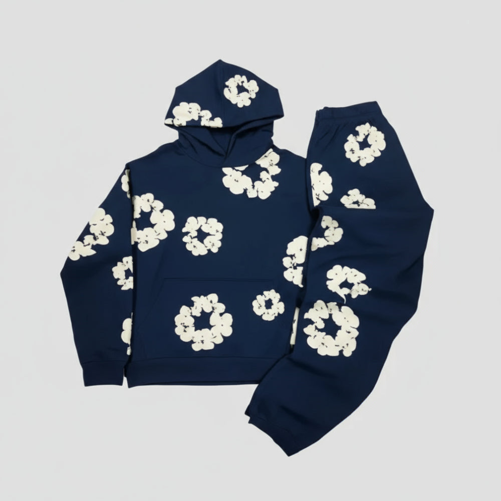 Floral Design Winter Training Suit Loose Fit Comfortable Casual Wear 6