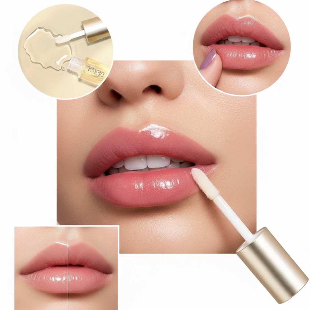 Hydrating Lip Plumper Gloss Set Day Night Natural Lip Oil Duo