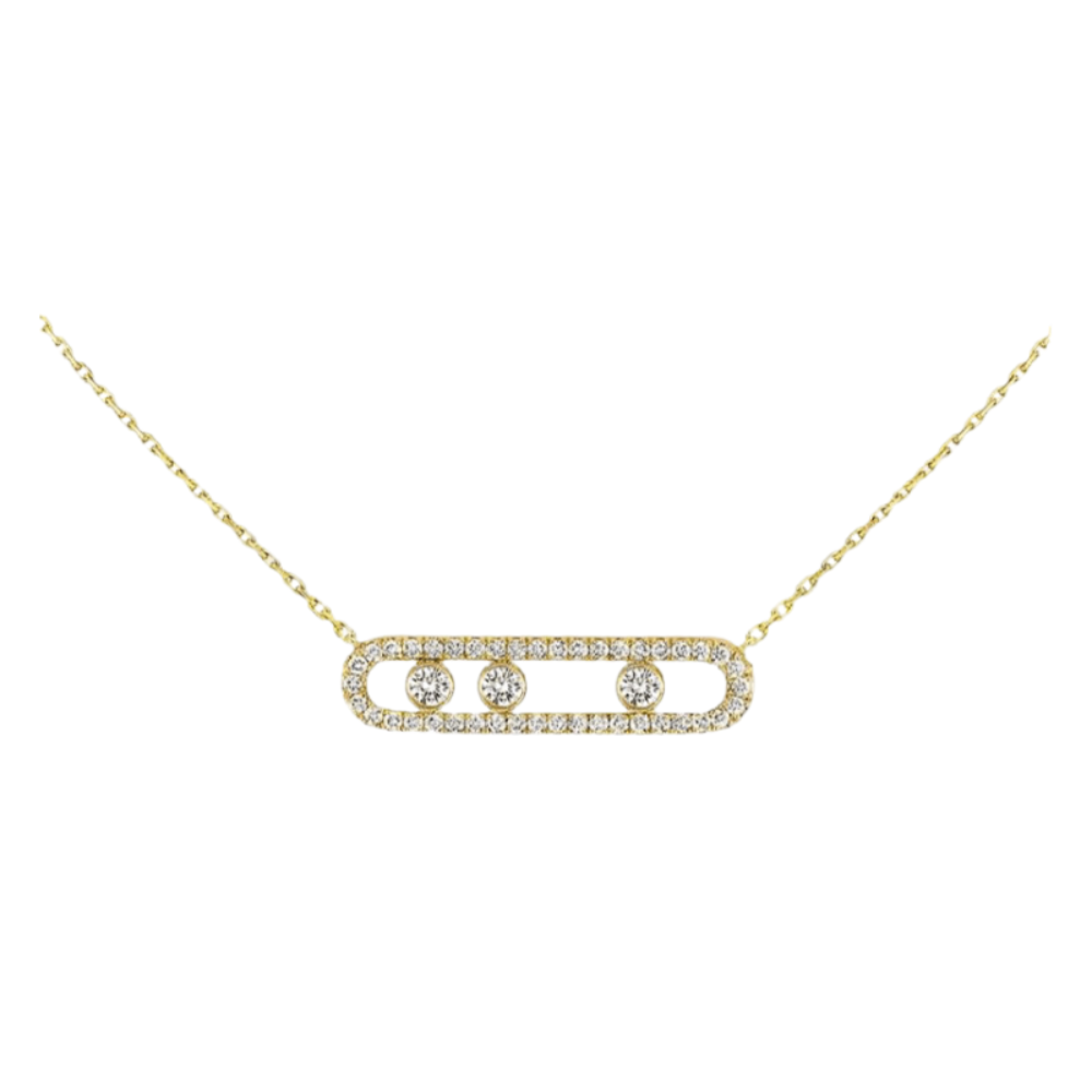Gold Necklace with Moving Diamonds Adjustable Length Elegant Design 1