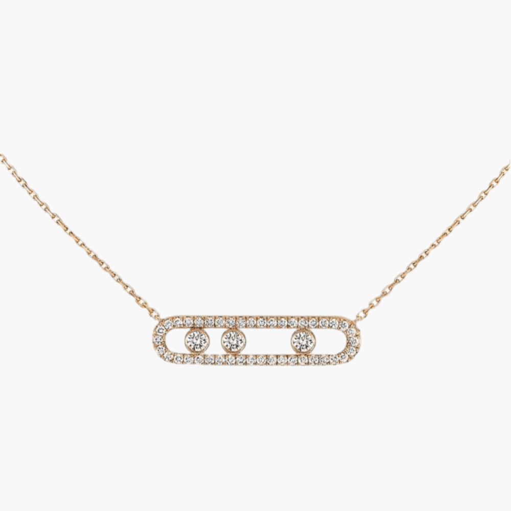 Gold Necklace with Moving Diamonds Adjustable Length Elegant Design 6