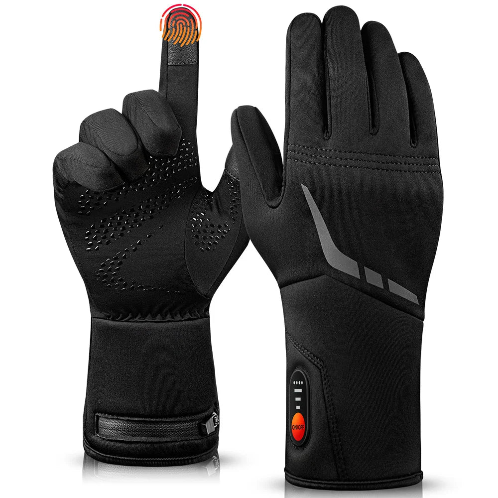 Battery Heated Ski Gloves Touchscreen Compatible Waterproof Windproof