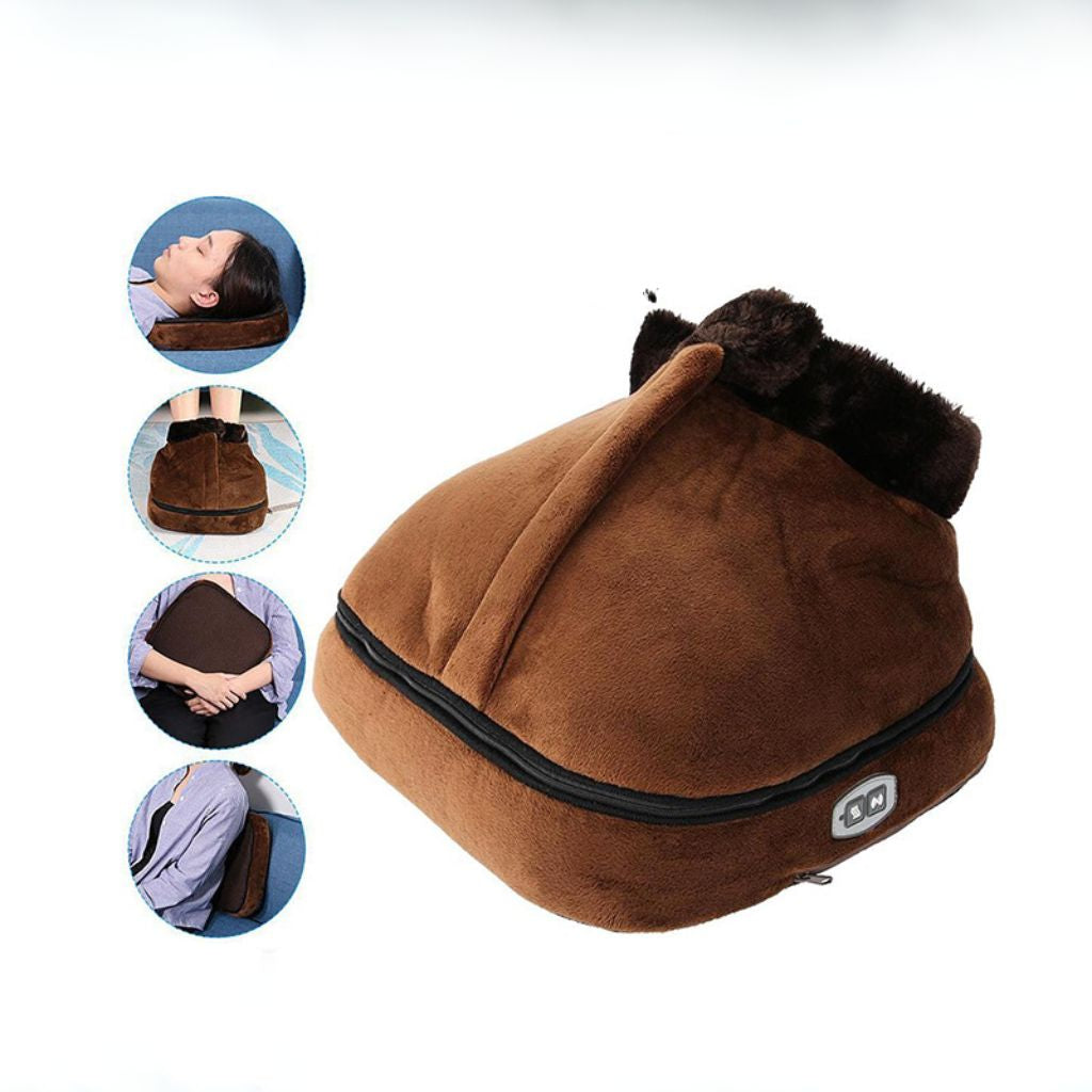 Heated Slippers Soft Fleece Foot Warmer Massage Vibration