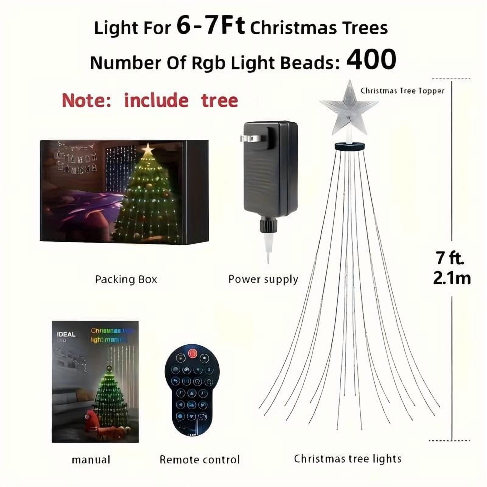 Christmas Tree Lights RGB Smart LED String Remote App Control