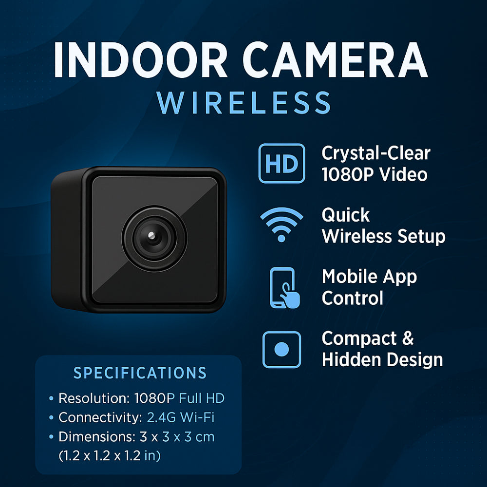 Wireless Indoor Security Camera 1080P HD Mini Hidden Spy Nanny Cam