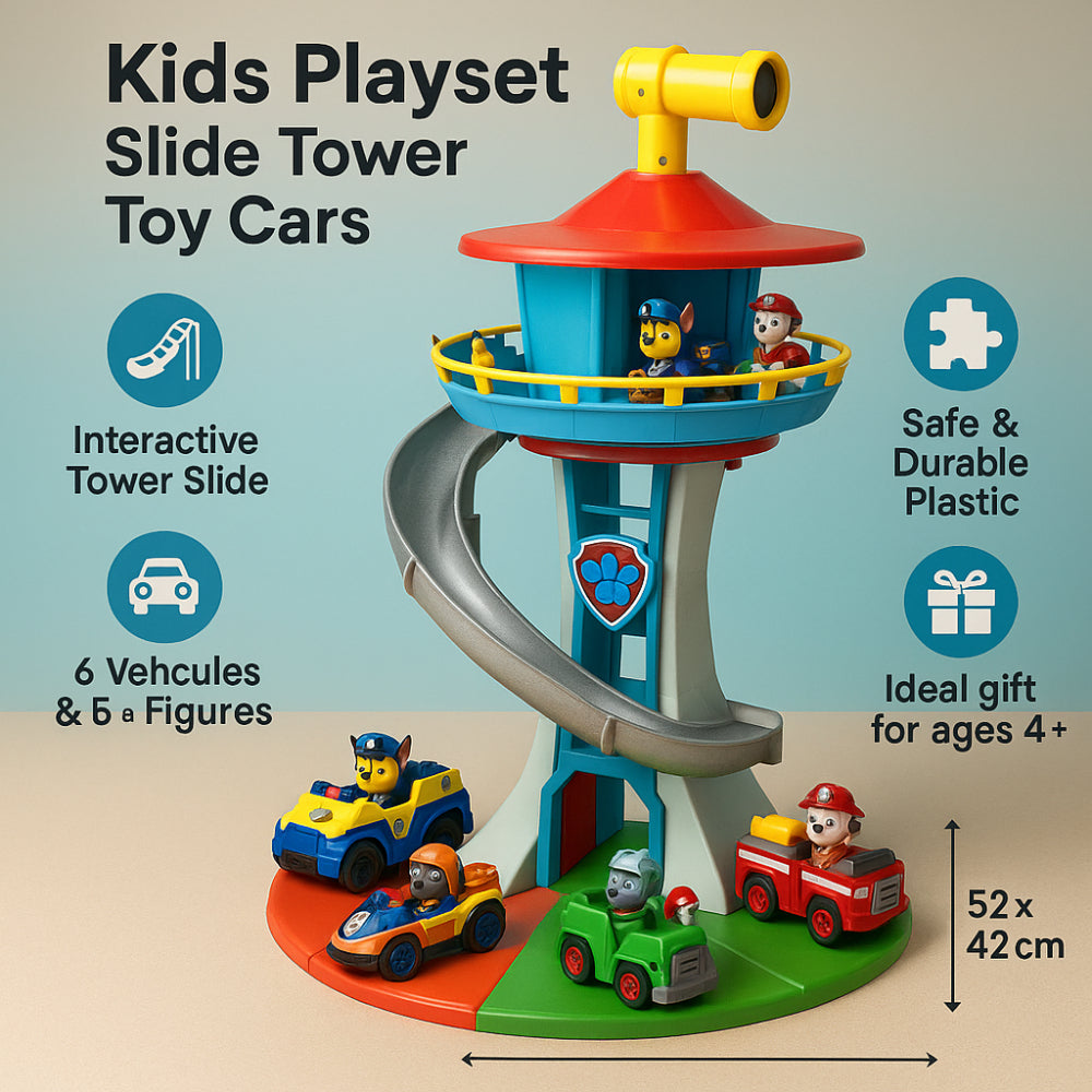 Kids Playset Slide Tower Toy Cars