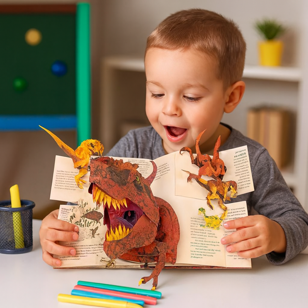 Interactive Pop Up Dinosaur Book Kids Educational 3D Novelty
