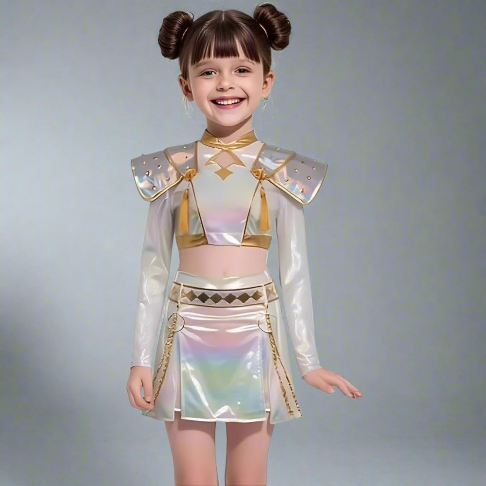 Girls Holographic Dance Costume Set Halloween Cosplay
