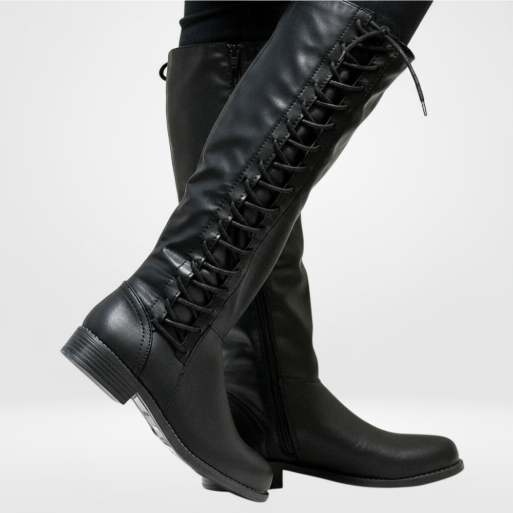 Women Knee High Boots - Lace Up Long