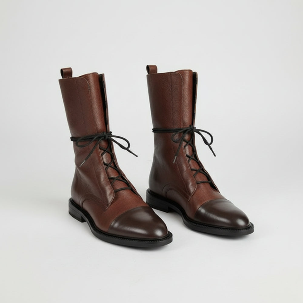 Women Lace Up Ankle Boots - Leather Dress Shoes