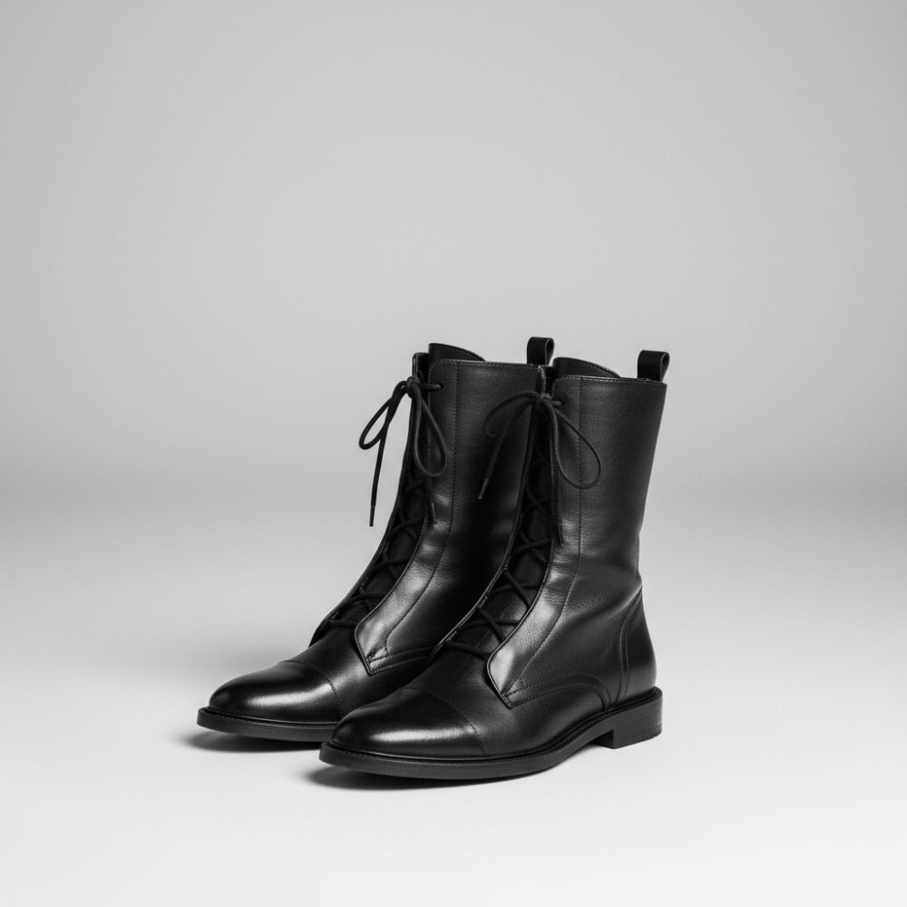 Women Lace Up Ankle Boots - Leather Dress Shoes