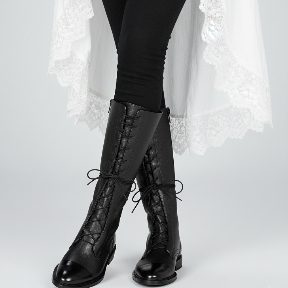 Women Lace Up Ankle Boots - Leather Dress Shoes