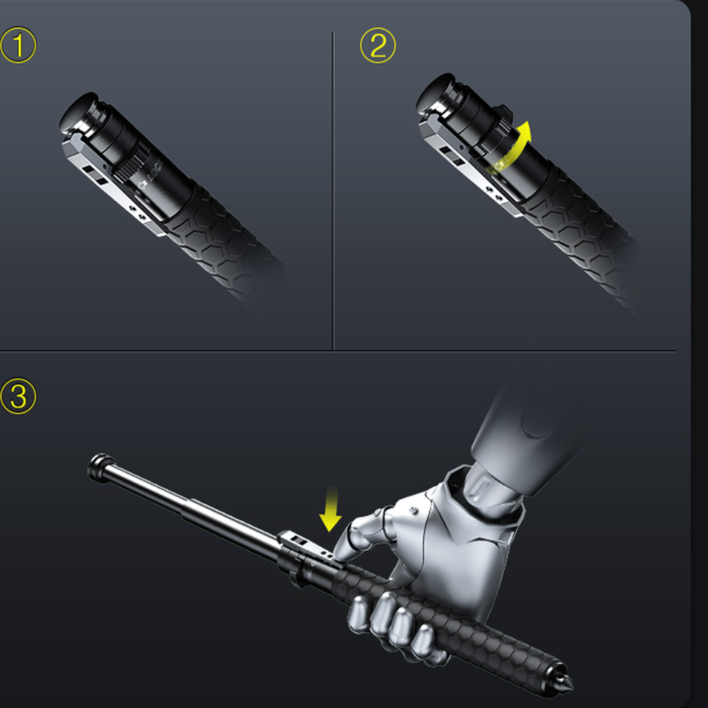 Lightweight Automatic Hiking Pole Self-Defense Trekking Stick 7