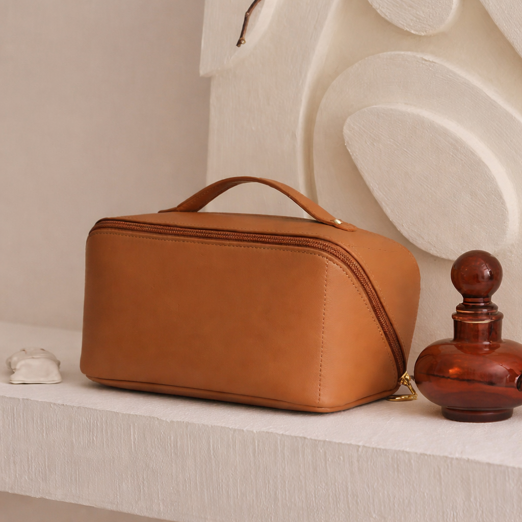 Makeup Bag Large Capacity PU Leather Travel Cosmetic Organizer