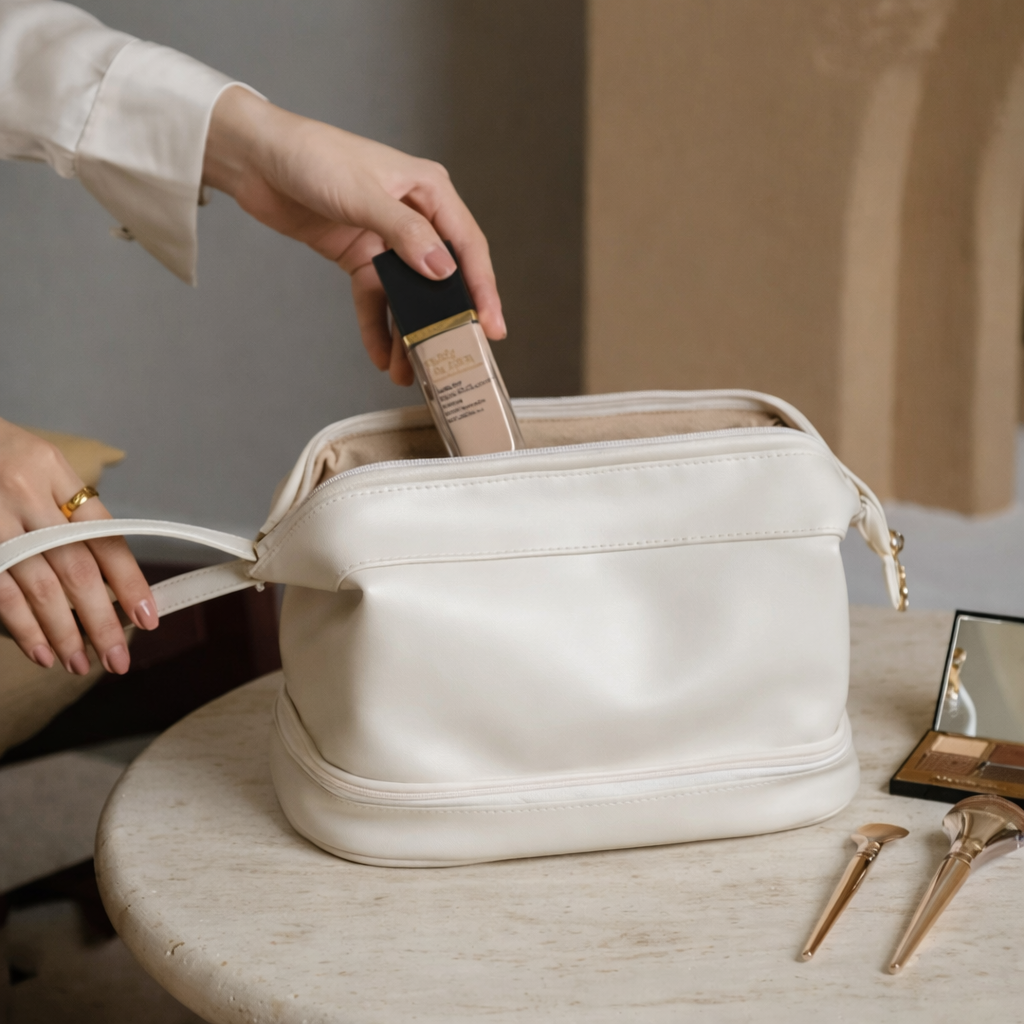 Makeup Bag Large Capacity PU Leather Travel Cosmetic Organizer