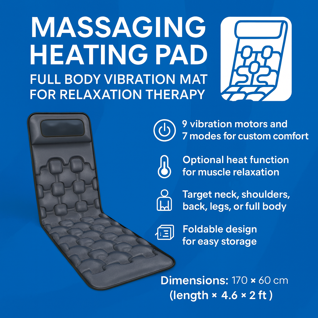 Massaging Heating Pad Full Body Vibration Mat for Relaxation Therapy