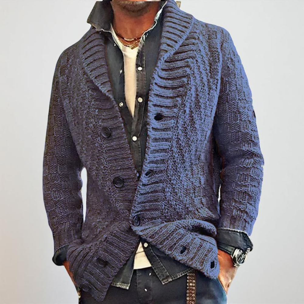 Men's Knit Jacket - Long Oversized Shawl Collar