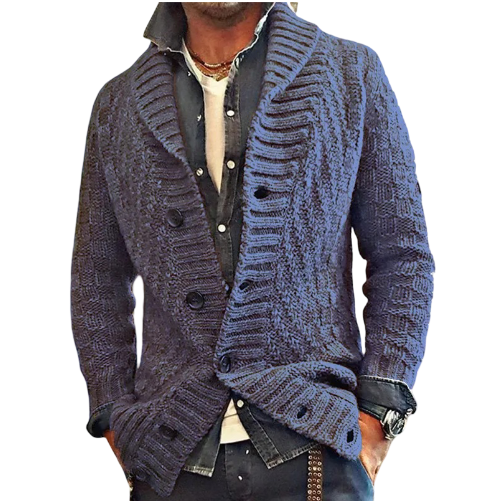 Men's Knit Jacket - Long Oversized Shawl Collar