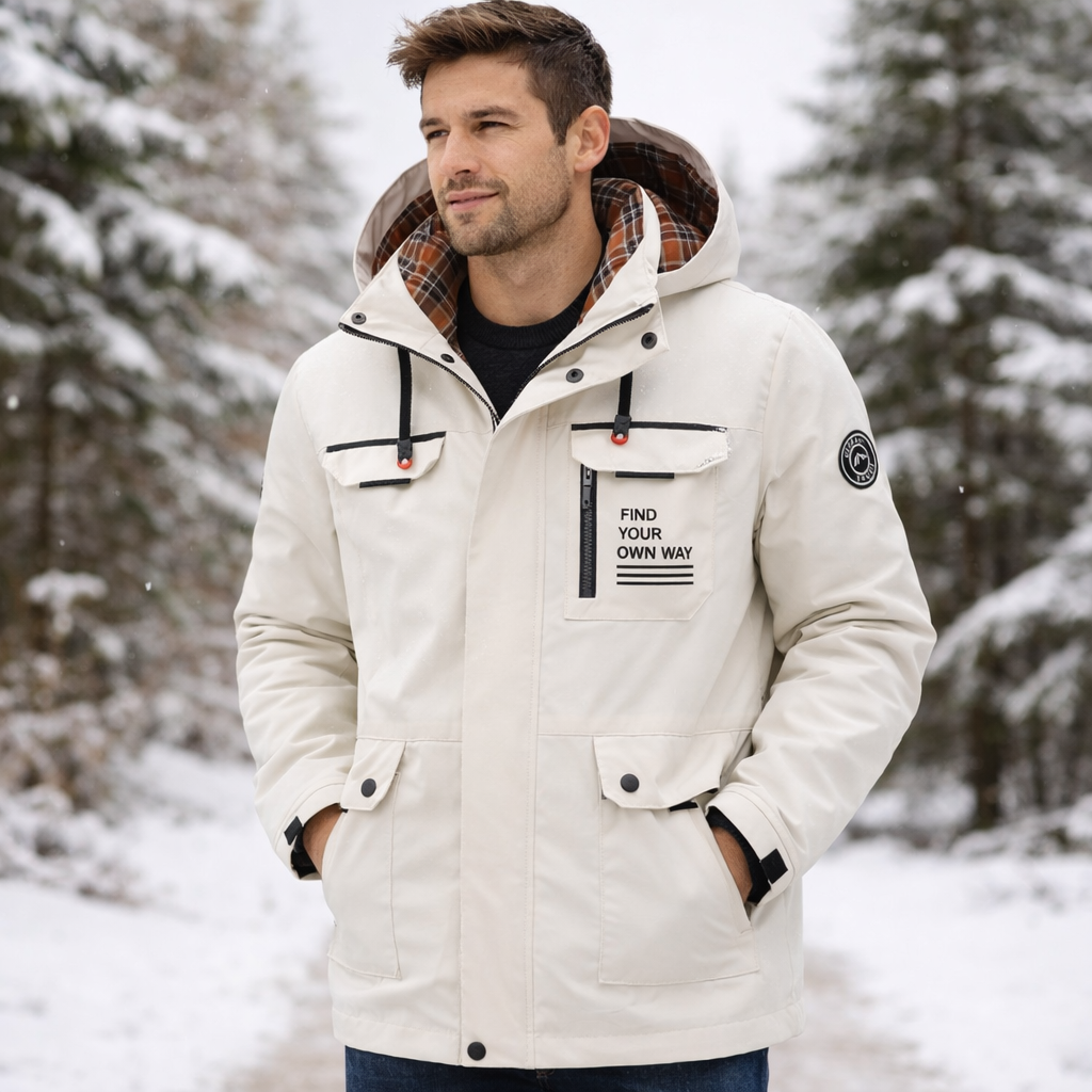 Men's Puffer Snow Jacket - Long Parka Windbreaker