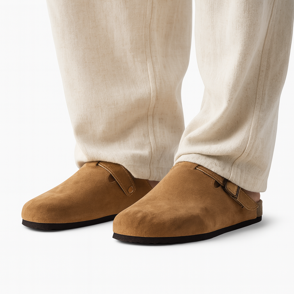 Men’s Suede Slip-On Clogs Shoes | Arch Support Slippers