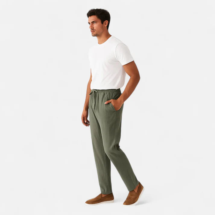 Men's Wide Leg Linen Pants | Casual Lightweight Fit