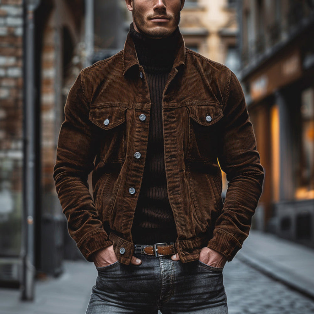 Men's Corduroy Jacket - Short Bomber Style