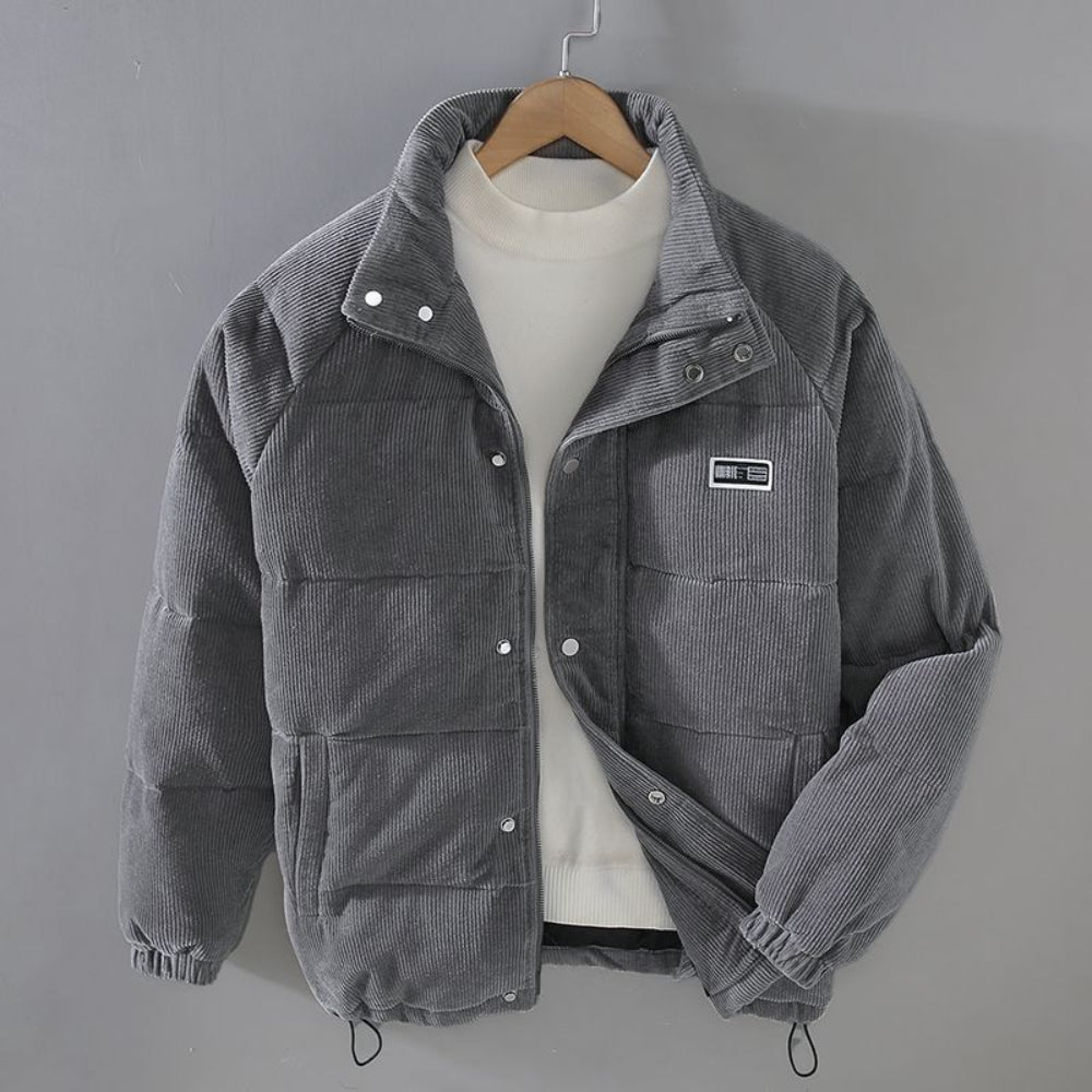 Men's Corduroy Puffer Jacket - Lightweight Winter Outerwear