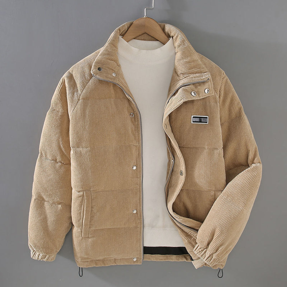 Men's Corduroy Puffer Jacket - Lightweight Winter Outerwear