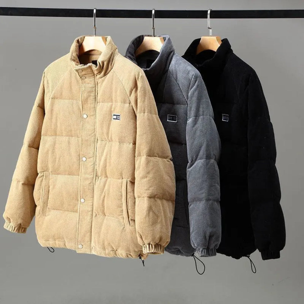 Men's Corduroy Puffer Jacket - Lightweight Winter Outerwear