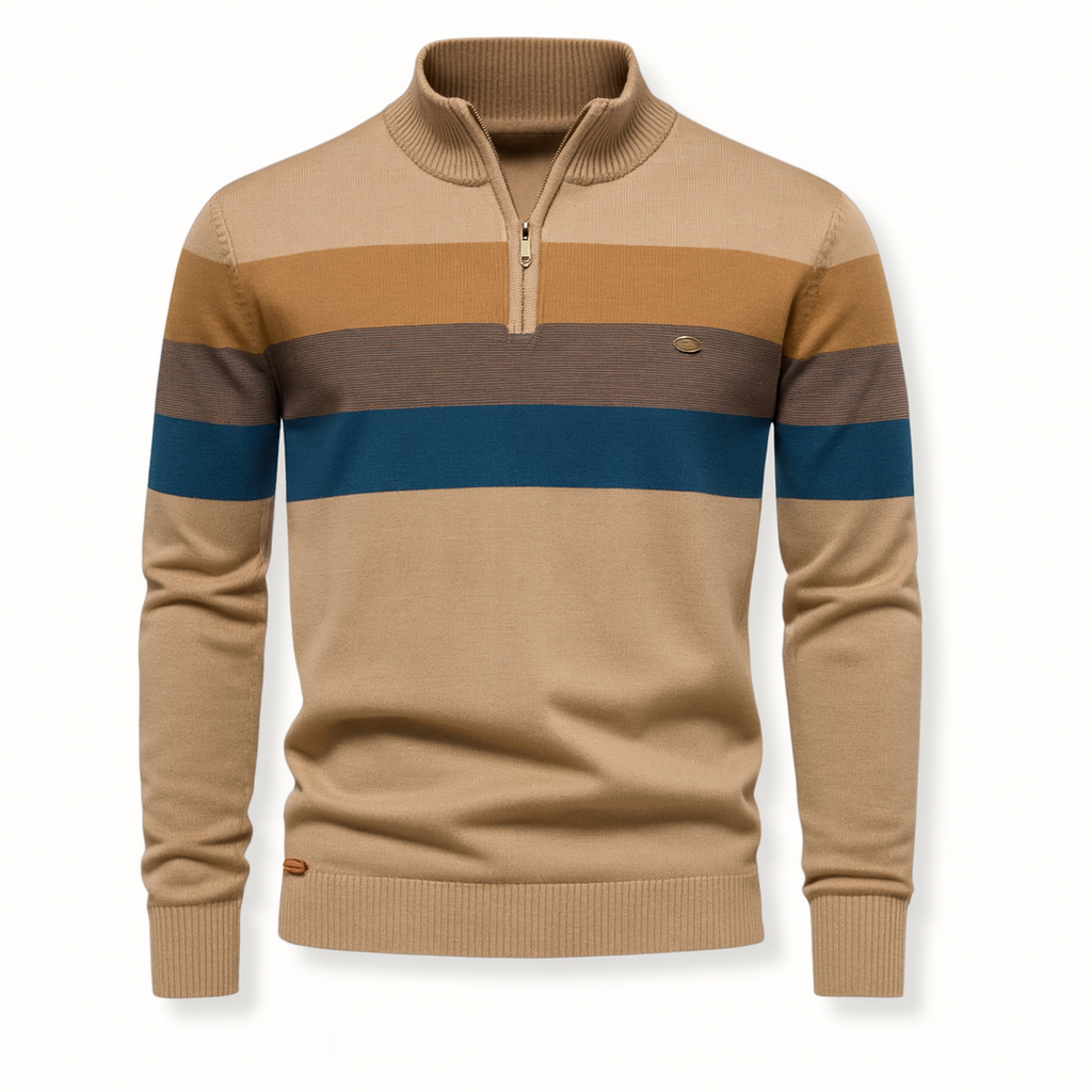 Men’s Knit Zipper Sweater | Long Casual Fit Jumper