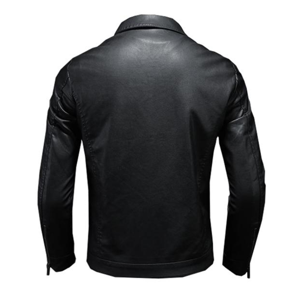 Men's Leather Black Bomber Jacket - Lightweight Coat