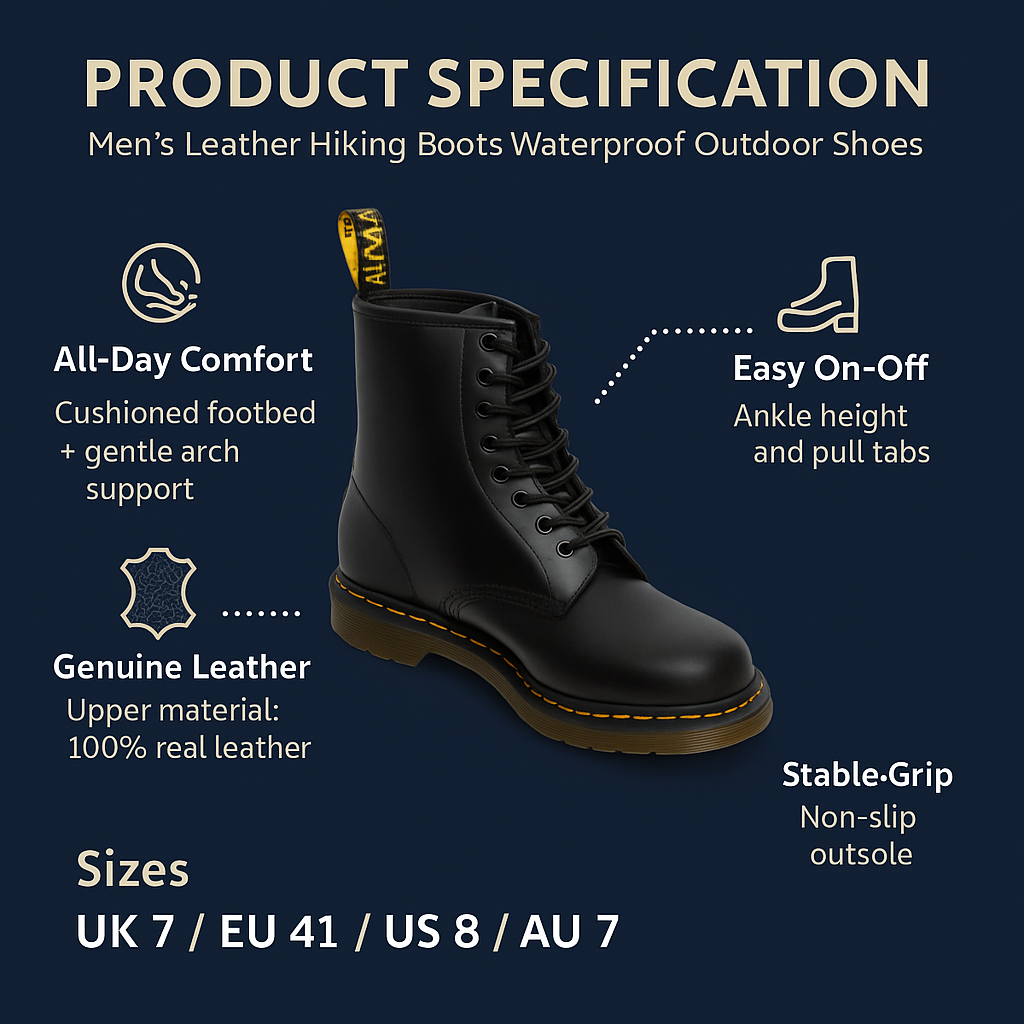 Men's Leather Hiking Boots Waterproof Outdoor Shoes