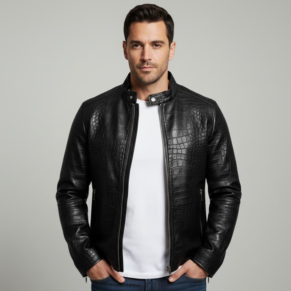 Men's Leather Jacket - Bomber Short Fit