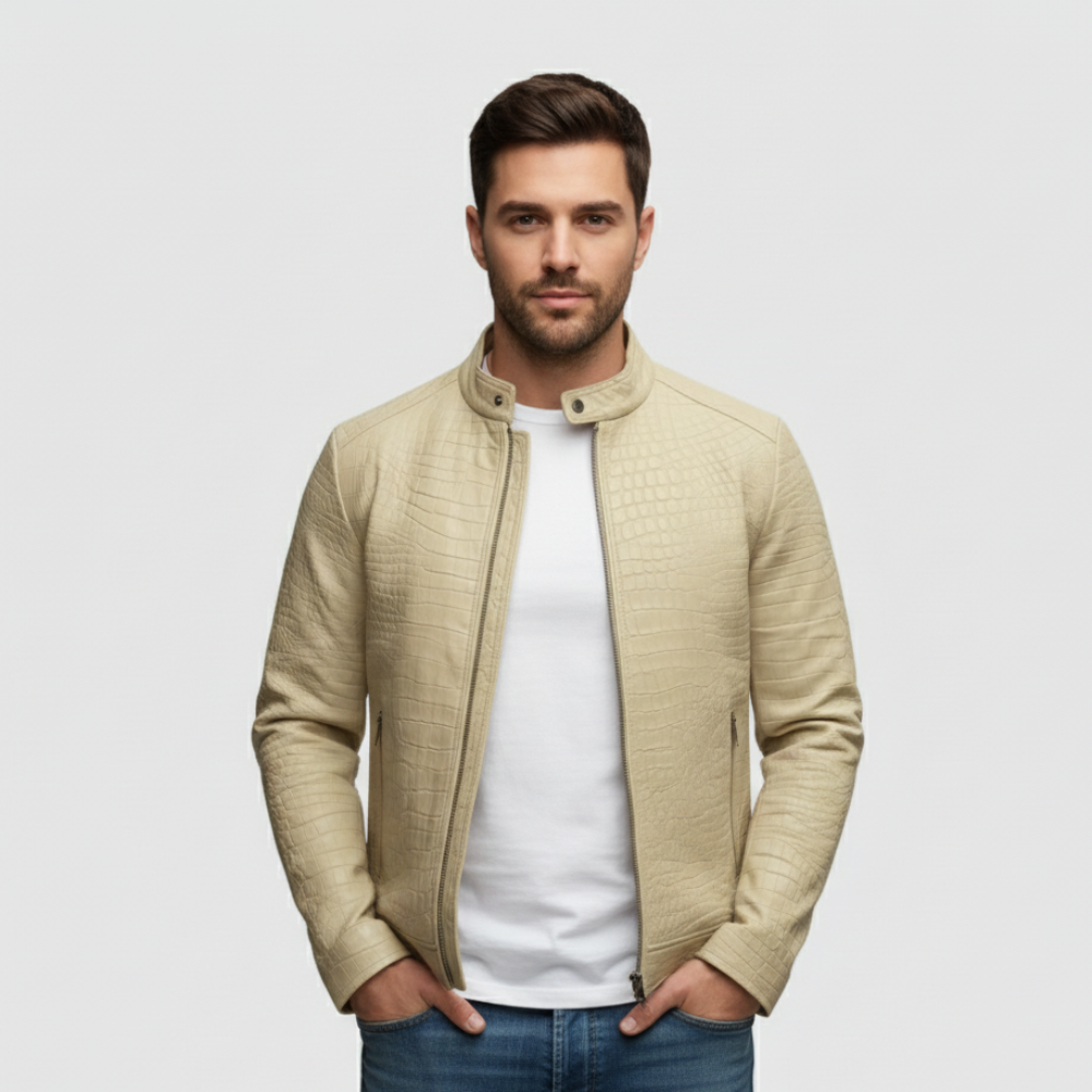 Men's Leather Jacket - Bomber Short Fit