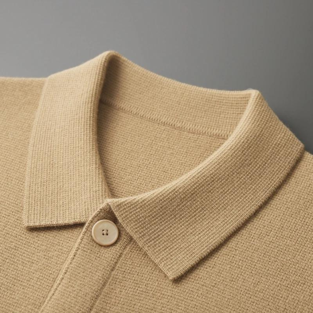 Men's Lightweight Knit Jacket - Long Sleeve Buttoned