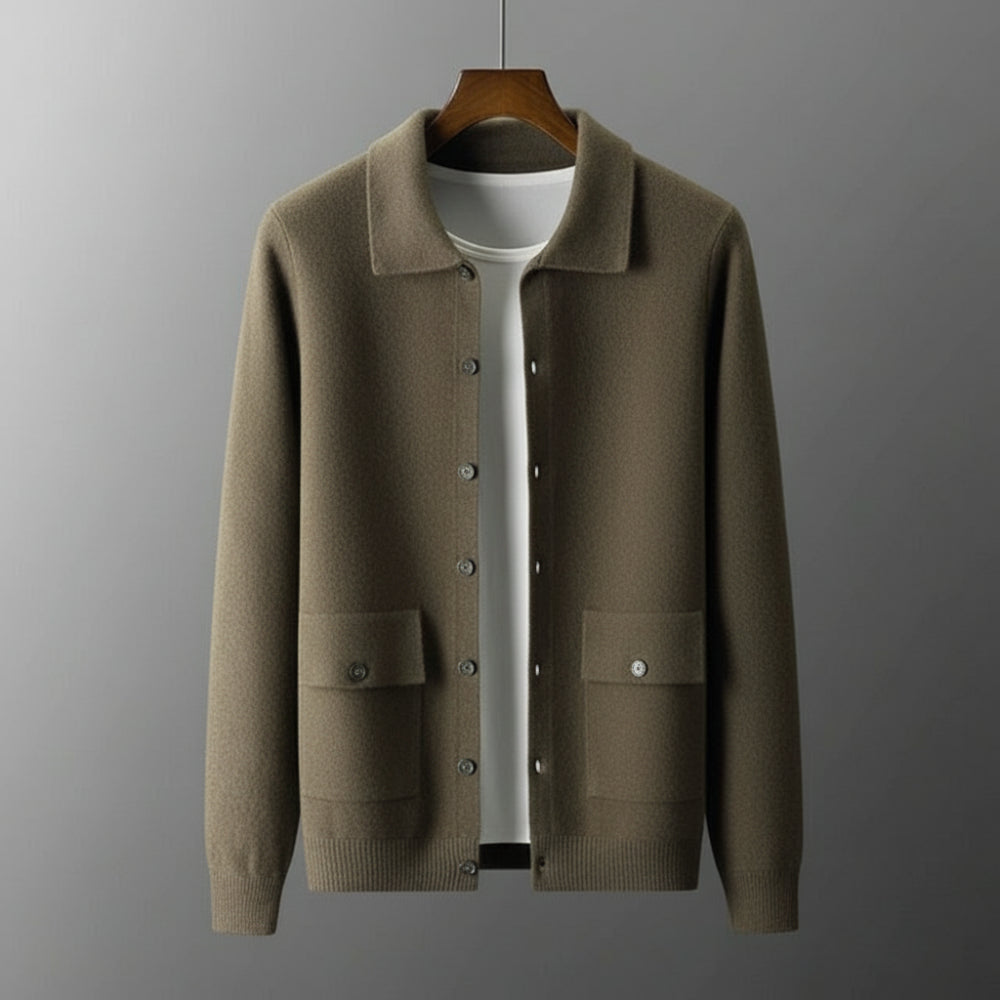 Men's Lightweight Knit Jacket - Long Sleeve Buttoned
