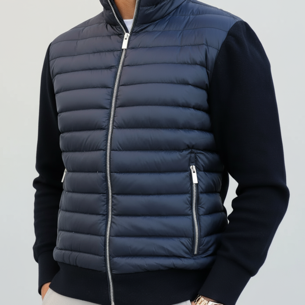 Men's Lightweight Puffer Bomber Jacket – Quilted Zip-Up