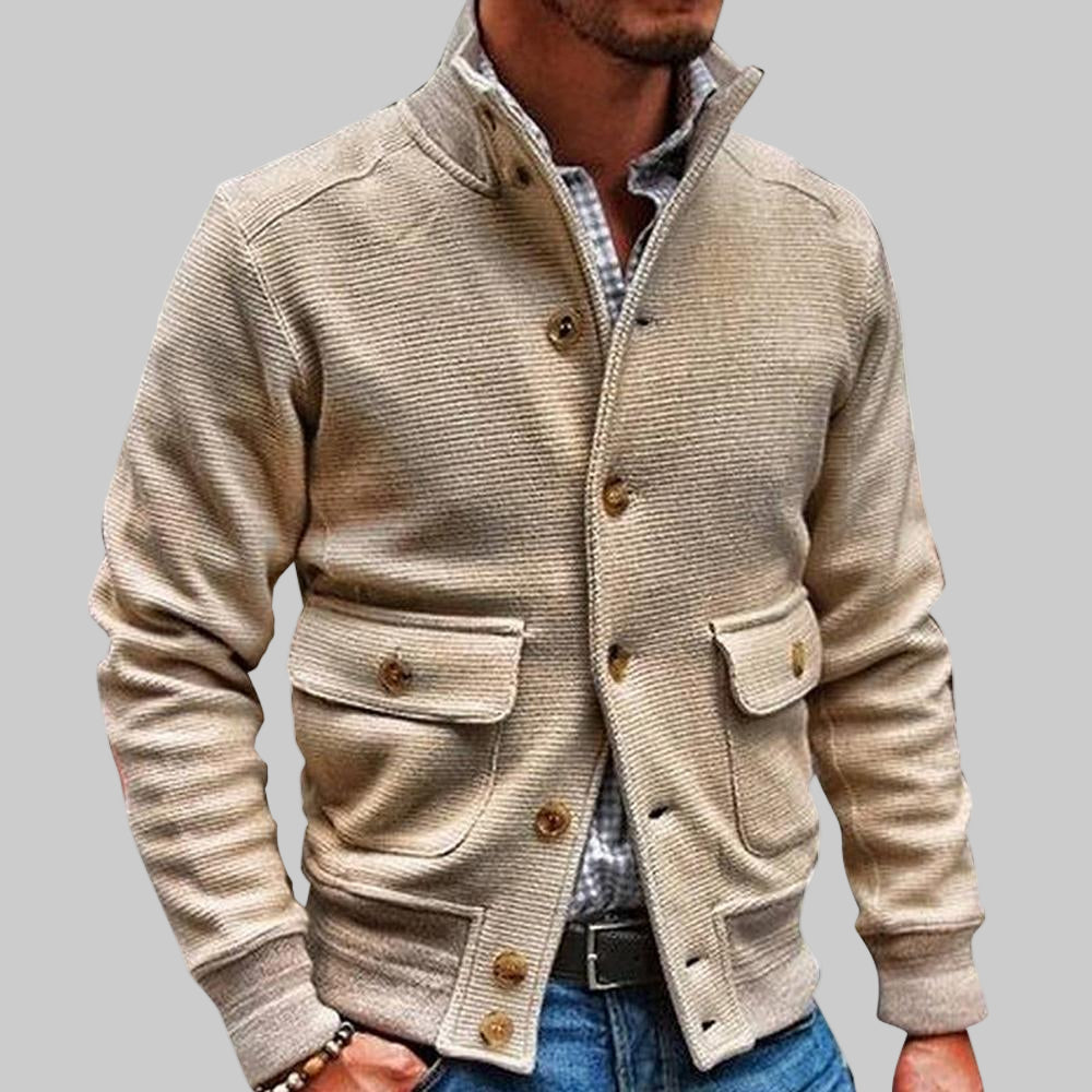 Men's Long Bomber Jacket - Lightweight Knitted Style