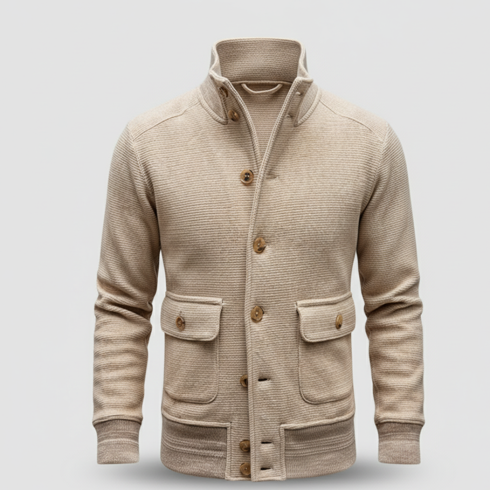 Men's Long Bomber Jacket - Lightweight Knitted Style