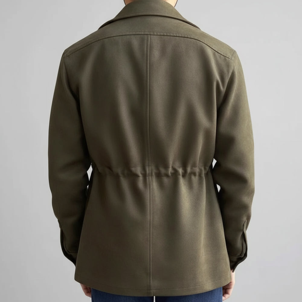 Men's Long Suede Jacket - Lightweight Overcoat