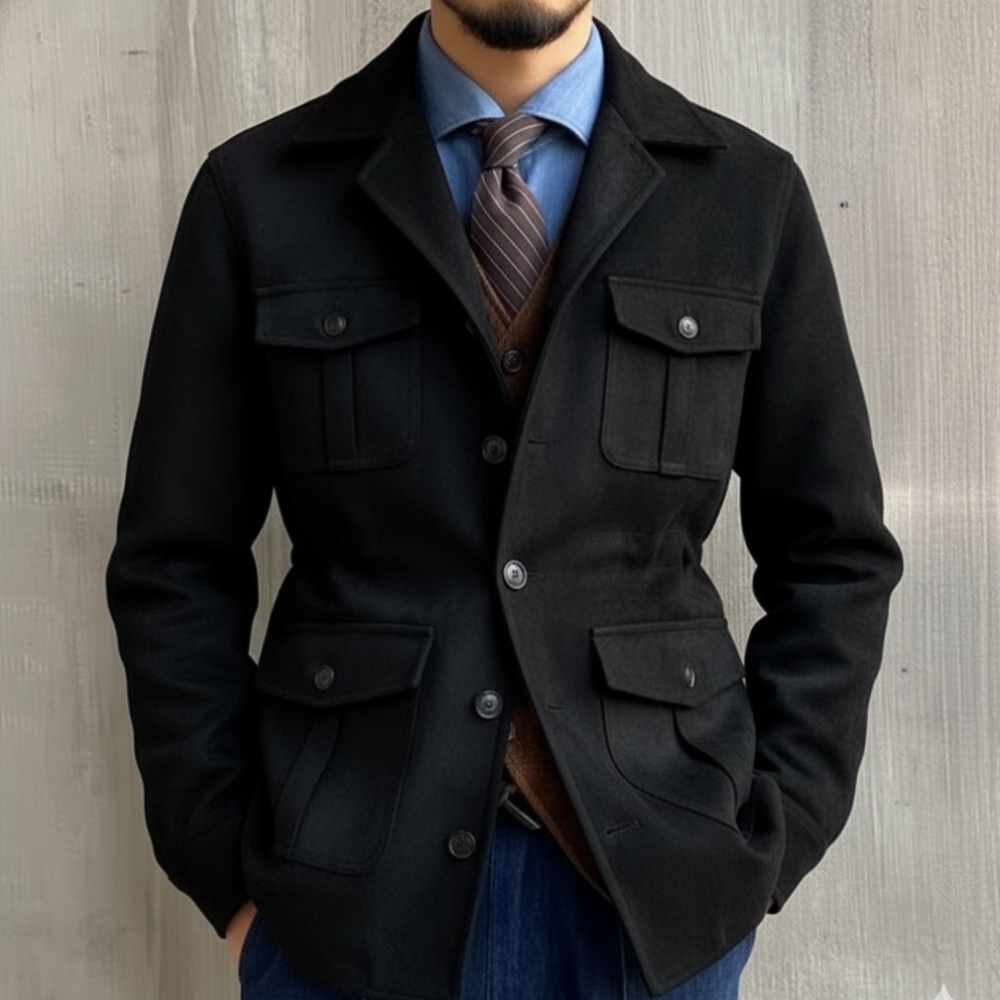 Men's Long Suede Jacket - Lightweight Overcoat