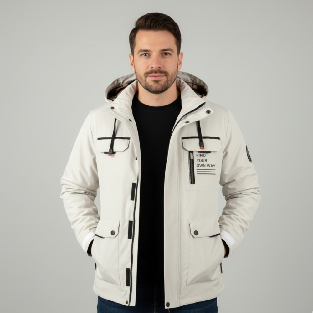 Men's Puffer Snow Jacket - Long Parka Windbreaker
