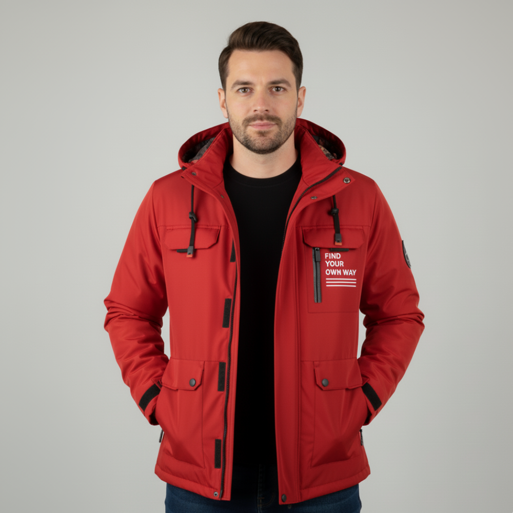 Men's Puffer Snow Jacket - Long Parka Windbreaker