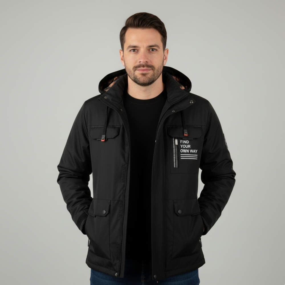 Men's Puffer Snow Jacket - Long Parka Windbreaker