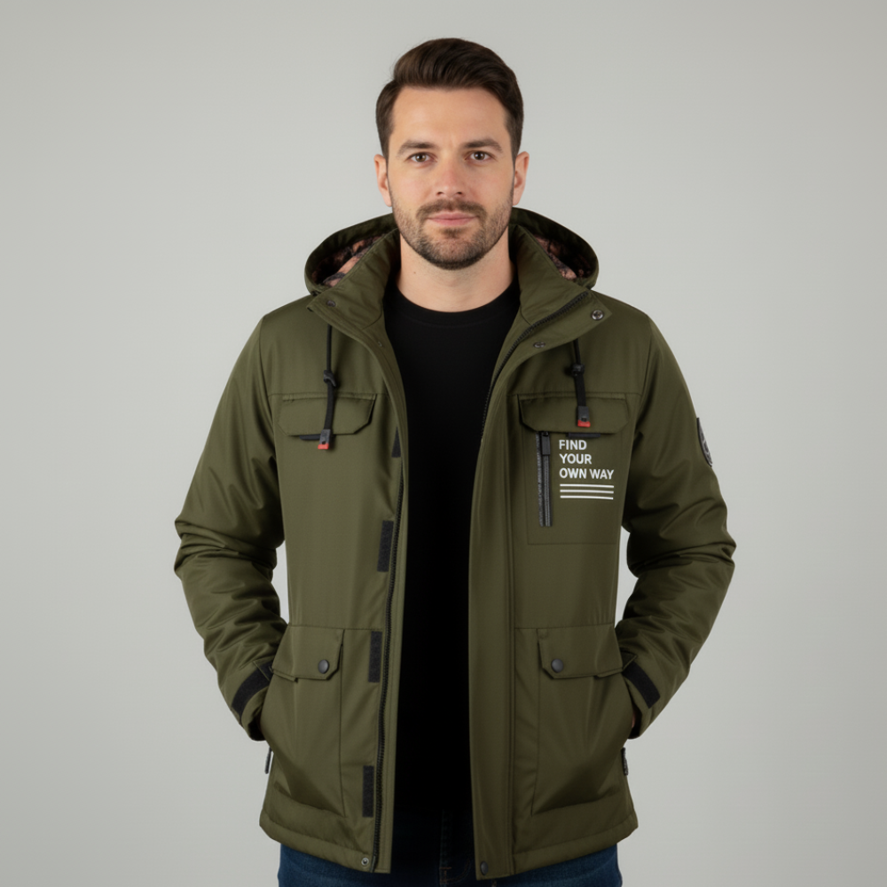 Men's Puffer Snow Jacket - Long Parka Windbreaker