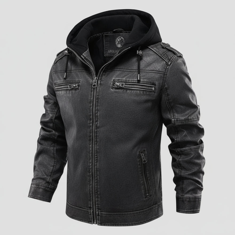 Men's Vintage Leather Jacket - Slim Fit Motorcycle Style