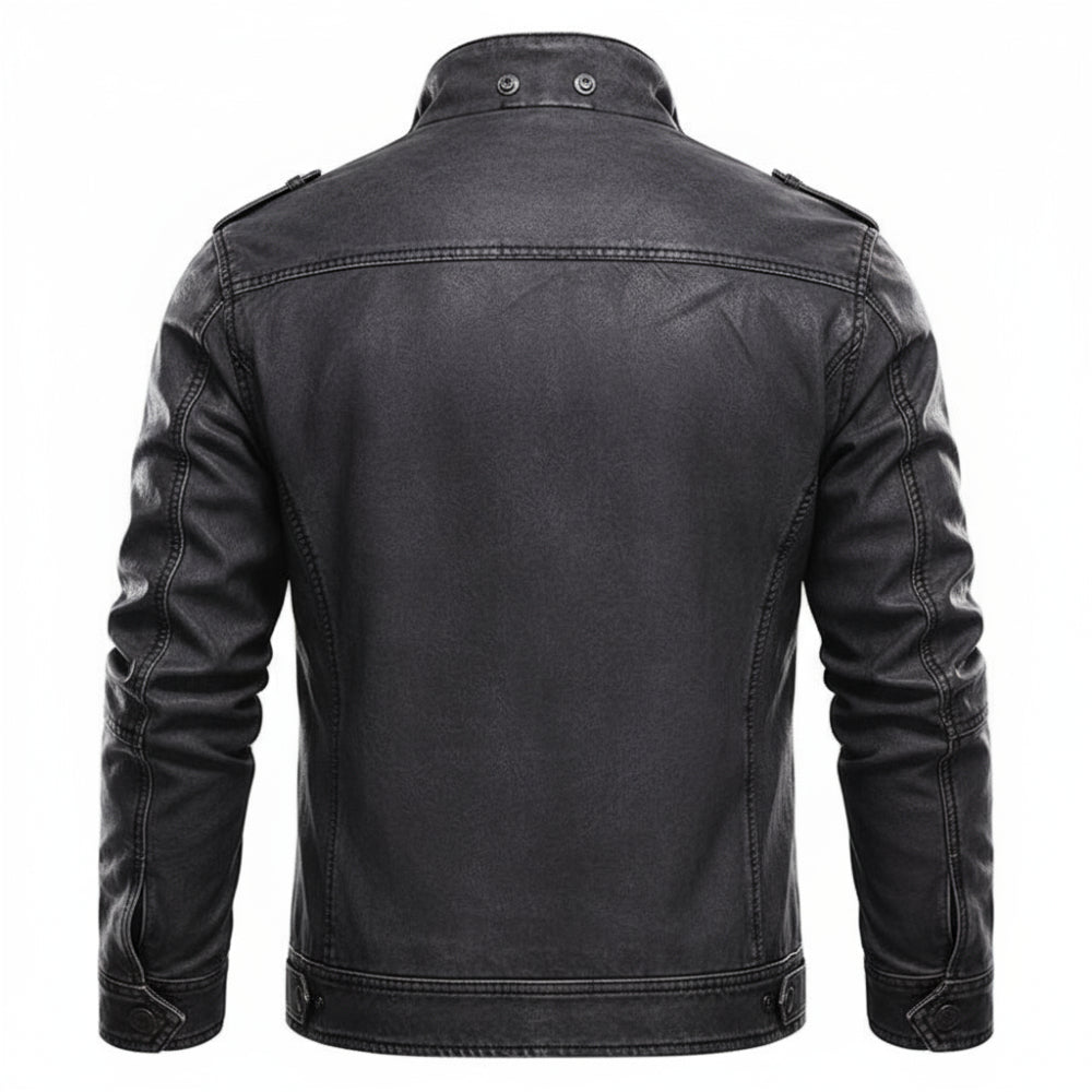 Men's Vintage Leather Jacket - Slim Fit Motorcycle Style